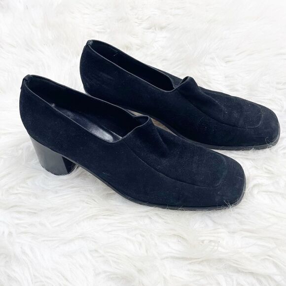 Vintage Aquatalia Slip On Suede Block Heel Loafers - Picture 1 of 9